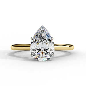 Bague élégante en or 14 carats avec diamant moissanite taille poire pour femme, cadeau de fiançailles, de mariage ou d'anniversaire - Product Image 5