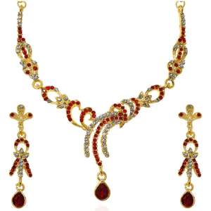 The99Jewel Conjunto de joyería fina Collar chapado en oro de piedra austriaca roja Modelo 1103928 - Product Image 1