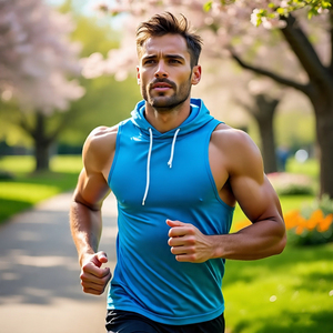 Camiseta con capucha y cremallera para entrenamiento de correr para hombre - Product Image 4