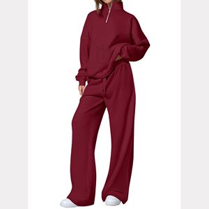 Ropa de calle, sudadera con media cremallera, pantalones de chándal acampanados de 2 piezas, conjunto de pantalones de chándal, traje para correr, chándal para mujer - Product Image 1