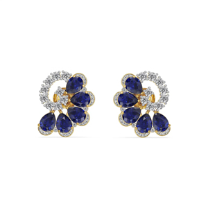 Luxury Blue Sapphire <b>Crystal</b> <b>Earrings</b> for Women Gold Plated Diamond Floral <b>Stud</b> <b>Earrings</b> Bridal Wedding Party Jewelry - Product Image 1