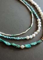 Collier ajustable en perles de pierre naturelle turquoise et perles de culture d'eau douce baroques, faible MOQ, bijoux de mode pour femme