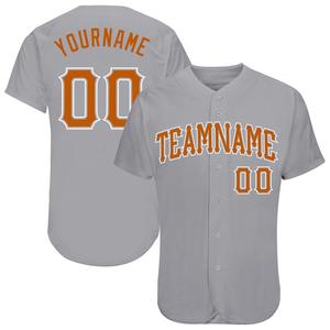 Ropa de equipo personalizada superventas, camiseta de béisbol auténtica gris Texas naranja-blanca personalizada - Product Image 1