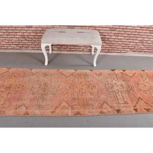 Turkish Rug, 0.2x10.8 ft <b>Runner</b> Vintage Rug, Herki <b>Red</b> Brown Floral Rug - Product Image 3