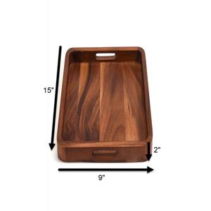 Bandeja Rectangular de Almacenamiento de Madera Maciza Premium con Asas de Corte Suave, Borde Elevado y Veteado Rico, Ideal para Desayuno y Café - Product Image 5