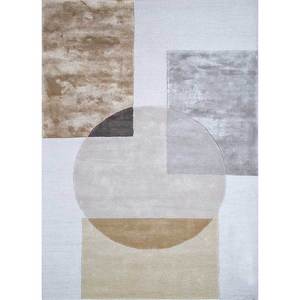 Tapis tufté à la main en laine et viscose couleur ivoire, motif abstrait, hauteur de poils moelleux, pour la décoration de la maison, du salon et du couloir - TNQ-2746 - Product Image 1