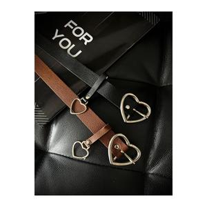 Ensemble de 2 ceintures pour femme : ceinture basique à boucle en forme de cœur, ceinture pour veste, ceinture pour robe, ceinture pour chemise - Noir-brun - Product Image 3