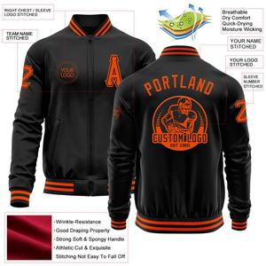 Bomber personnalisé noir orange Varsity Letterman veste à glissière coupe-vent Streetwear veste universitaire vintage pour hommes - Product Image 2