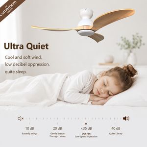 Ventilador de Techo de 42 Pulgadas con Aspas de Madera Natural, Sin Luz, Montaje Empotrado, 3 Aspas, Estilo Nórdico, Motor DC Silencioso, Control Remoto para el Hogar - Product Image 2