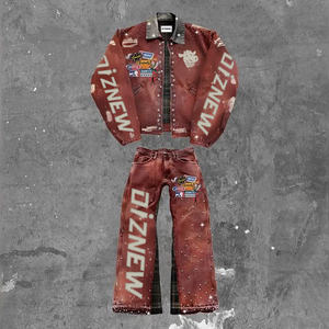 Fournisseur vedette DiZNEW Nouveautés Ensembles pour hommes Deux pièces Personnalisé 2 pièces Ensemble veste et jean avec strass pour hommes - Product Image 2