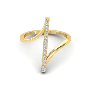 10kt गुलाब सोने की पट्टी अंगूठी सुरुचिपूर्ण नई डिजाइन ठोस सोने ठीक गहने के छल्ले के साथ असली हीरे की अंगूठी के लिए थोक कम MOQ कस्टम