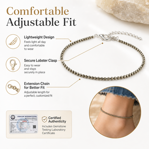 Tobillera de pirita natural para mujeres y niñas, joyería de cristal para el pie que atrae riqueza, prosperidad, dinero y confianza - Product Image 1