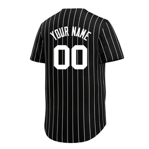 เสื้อเบสบอลลายเส้นสีดำแบบกำหนดเอง เสื้อทีมติดกระดุมเต็มตัว ปักชื่อได้ ระบายอากาศ แห้งเร็ว ผลิตจากโพลีเอสเตอร์ - Product Image 2