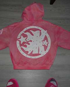 Chándales de invierno para hombre, de corte holgado, con capucha, tejidos, totalmente estampados, lisos, transpirables, estilo urbano, de forro polar, con pedrería, OEM, con lavado ácido - Product Image 6