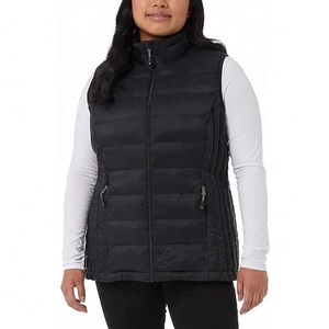 Gilet bouffant femmes fermeture éclair col montant sans manches coton léger rembourré recadrée bouffant matelassé gilet hiver chaud manteau veste - Product Image 3