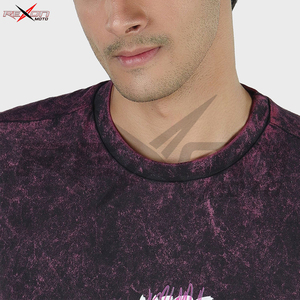 T-shirt pour hommes Coral Acid Wash Tee-Coupe décontractée T-shirts graphiques personnalisés T-shirts imprimés pour hommes Impression numérique Vintage Distressed - Product Image 4