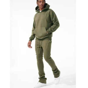 Chándal acampanado de alta calidad, chándal ajustado de algodón 100%, ropa de calle, el mejor estilo, chándal liso de peso pesado para hombres - Product Image 4