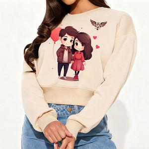 เสื้อสเวตเชิ้ตคอกลมแขนพองคอกลมขนแกะขนาดใหญ่360กรัมสำหรับผู้หญิงปรับแต่งโลโก้ได้ตามต้องการ - Product Image 4