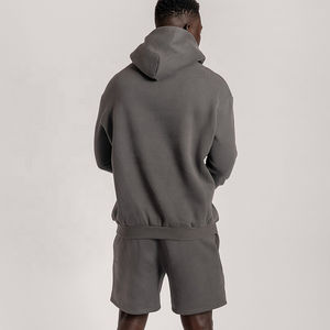 OEM Blank Pullover Hoodie and <b>Shorts</b> Set Unisex Custom Sweatsuit Cotton <b>Men</b> Summer <b>Shorts</b> Jogging Sets - Product Image 5
