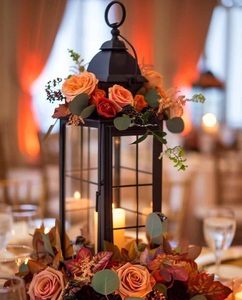 Centro de mesa de boda de hierro de estilo antiguo para una decoración elegante de banquete de recepción con logotipo personalizado - Product Image 1