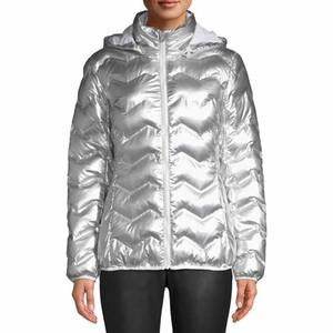 Veste bouffante coupe-vent extérieure pour les femmes avec finition brillante rembourrage à capuche épais pour la chaleur pendant la saison d'hiver - Product Image 1