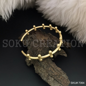 Handmade Dotted Designer <b>Cuff</b> and Bangle SKU7064 Brass Jewelry for <b>Women</b> and Girls - Product Image 2