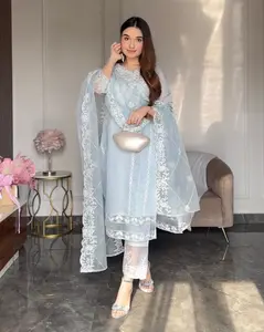 Shalwar Kameez - Vestido de seda para mulheres indianas paquistanesas de alta qualidade, com costura, atacado