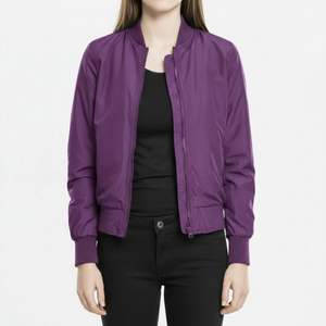 เสื้อแจ็คเก็ตบอมเบอร์ผู้หญิงแบบซิป ทอผ้าสีสันสดใส สวมใส่สบายๆ สไตล์สตรีทแวร์ กันลม ระบายอากาศได้ดี รับสกรีนโลโก้ สำหรับฤดูใบไม้ผลิและฤดูใบไม้ร่วง - Product Image 3