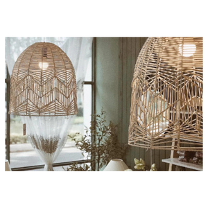 โคมไฟติดเพดานหวายไม้ไผ่ทันสมัยทำด้วยมือปรับแต่งได้ครอบคลุมโคมไฟในร่มที่มีความนุ่มเรืองแสงผู้จำหน่ายจากเวียดนาม - Product Image 4
