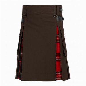 Kilt utilitaire hybride pour homme – Coton marron avec plis multi-tartan 2026 - Product Image 3