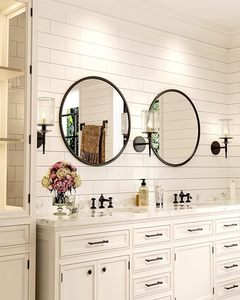 Miroir mural rond noir de 24 "pour salle de bain vanité entrée salon avec cadre en métal pour cadeau de décoration intérieure - Product Image 2