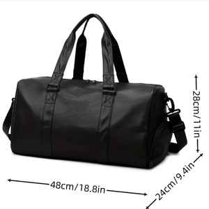 Bolso de lona deportivo de viaje de gran capacidad de diseñador elegante para hombre, bolso de hombro de cuero genuino duradero - Product Image 6