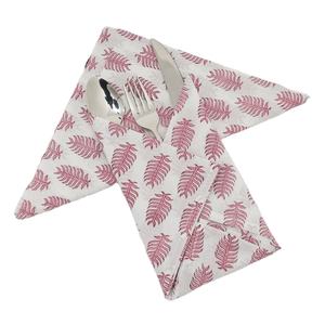 Ridhi 2025 Beautiful Leaf Taffy Pink White Cotton Hand <b>Block</b> <b>Printed</b> Square Cocktail Napkins Handmade Modern for Weddings - Product Image 1