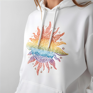 Pull à capuche en polaire personnalisé Sun Fade Rhinestone avec embellissements à paillettes et options OEM/ODM acceptant la personnalisation - Product Image 6