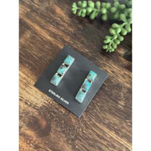 Pendientes Colgantes Geométricos de Turquesa Roja y Plata de Ley Hechos a Mano por Artesanos Navajo - Product Image 2