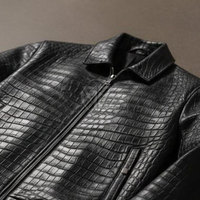 Veste en cuir de vachette à finition gaufrée, personnalisable, motif uni, logo sur le devant, écologique, respirante, légère, pour homme, hiver