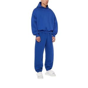 Conjunto personalizado de 2 piezas Royal Blue Heavyweight 350GSM 400GSM 450GSM Unisex Peso pesado Oversized Sudadera con capucha y pantalones de chándal conjunto de hombres - Product Image 2