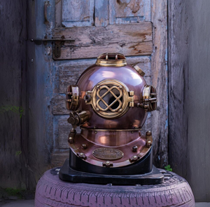 Decoración del hogar, decoración náutica Retro azul marino, regalo para buzo, buzo de mar profundo, decoración de casa de playa, casco DE BUCEO ANTIGUO de gran calidad - Product Image 1