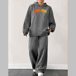 Conjunto Deportivo de Felpa 100% Algodón de 300g, Talla Grande, Sudadera con Capucha y Pantalones Deportivos, Conjunto Deportivo al por Mayor para Mujer, OEM/ODM - Product Image 2