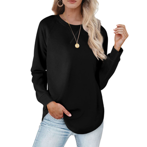 Nuevo Otoño Invierno nueva Alta Calidad bloque sólido Color polar mujer sudadera gota hombro recortado cuello redondo sudadera - Product Image 1