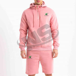 2025 New Arrival <b>Men</b> Hoodie And <b>Shorts</b> Set Custom Logo Loose Fit Cotton <b>Fleece</b> Sports Tracksuit Wholesale - Product Image 3