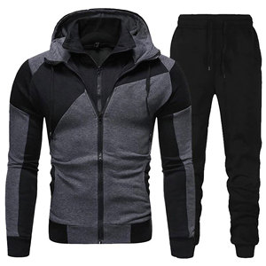 Streetwear Boxy Cropped <b>Zip</b> <b>up</b> Hoodies and Sweatpants Set Manufacturer Oversized Blank Sport Men Tracksuit - Product Image 1