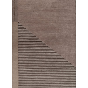 พรมขนสัตว์ถักมือ Aprezo สีเบจ-น้ำตาล ลายแบบนามธรรม สำหรับห้องนั่งเล่นในบ้าน ขนาด 9x12 ฟุต รูปทรงสี่เหลี่ยมผืนผ้า พรมปูพื้นทางเดินแบบจิ๊กซอว์ - Product Image 3