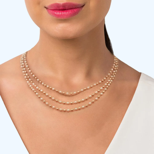 Women's Vintage Style 18K Gold Plated Real Gold <b>Spheres</b> Pearls Chain Necklace Three Layers with Multiple Pearls for Weddings - Product Image 4