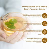 Grosir kualitas Premium 100% teh Herbal rasa murni dan alami (kunyit bumbu teh hijau + kolagen) dari pemasok India