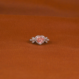 Anillo de corte en forma de corazón de diamante cultivado en laboratorio personalizado de lujo 18K chapado en oro blanco sólido compromiso mujeres-Anillo de corte en forma de corazón rosa - Product Image 1