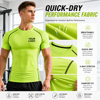 Hauts de sport compressifs pour hommes en polyester à séchage rapide, sous-couche, avec cordon de serrage, couleur unie, manches courtes, shorts