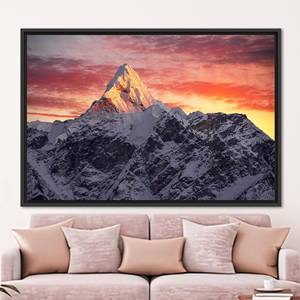 Elegante arte en lienzo de Sunrise: impresión del pico Ama Dablam para decoración del hogar, 1 pieza: con marco negro - Product Image 1