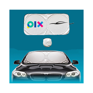 Xiangta ที่บังแดดด้านหน้าคุณภาพสูงป้องกันรังสียูวีผ้าโพลีเอสเตอร์สีเงินทรงกลมบังแดดรถยนต์กระจกบังแดดรถยนต์หลากหลายขนาดโลโก้ - Product Image 6