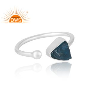 แหวนพลอยอะพาไทต์ทำจากนีออนธรรมชาติเงินสเตอร์ลิงเครื่องประดับตามสั่งของขวัญสำหรับผู้หญิงสำหรับเธอ - Product Image 3